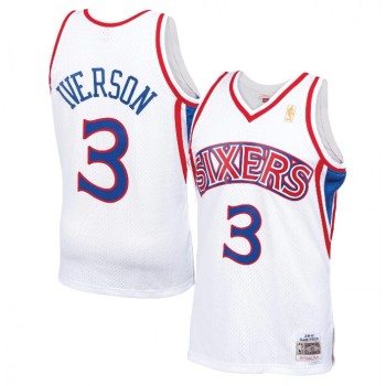 Men's Philadelphia 76ers #3 Allen Iverson White Throwback Stitched Jersey Men's Philadelphia 76ers #3 Allen Iverson White Throwback Stitched Jersey