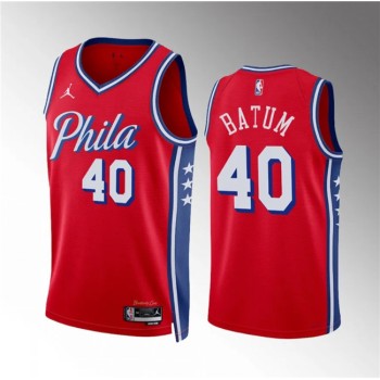 Men's Philadelphia 76ers #40 Nicolas Batum Red Statement Edition Stitched Jersey Men's Philadelphia 76ers #40 Nicolas Batum Red Statement Edition Stitched Jersey