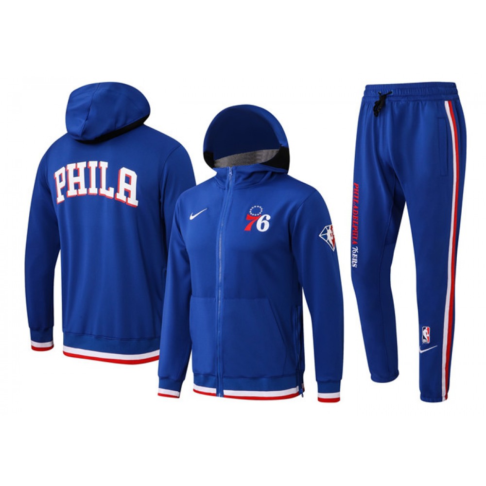 Men's Philadelphia 76ers 75th Anniversary Royal Performance Showtime Full-Zip Hoodie Jacket And Pants  Suit