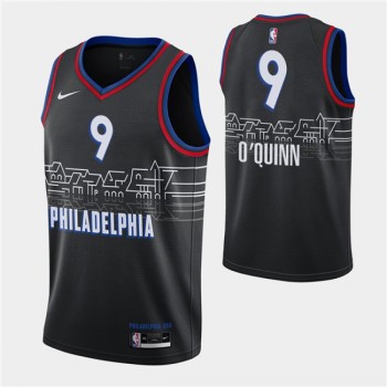 Men's Philadelphia 76ers #9 Kyle O'Quinn 2020-21 Black City Swingman Stitched NBA Jersey Men's Philadelphia 76ers #9 Kyle O'Quinn 2020-21 Black City Swingman Stitched NBA Jersey