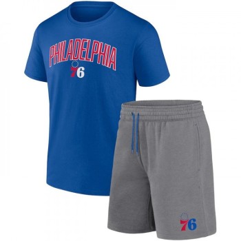 Men's Philadelphia 76ers Blue/Heather Gray Arch T-Shirt & Shorts Combo Set Men's Philadelphia 76ers Blue/Heather Gray Arch T-Shirt & Shorts Combo Set