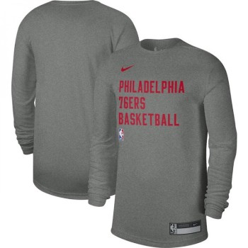 Men's Philadelphia 76ers Heather Gray 2023/24 Legend On-Court Practice Long Sleeve T-Shirt Men's Philadelphia 76ers Heather Gray 2023/24 Legend On-Court Practice Long Sleeve T-Shirt
