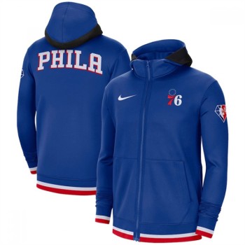 Men's Philadelphia 76ers Royal 75th Anniversary Performance Showtime Full-Zip Hoodie Jacket Men's Philadelphia 76ers Royal 75th Anniversary Performance Showtime Full-Zip Hoodie Jacket