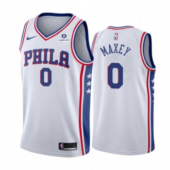Men's Philadelphia 76ers #0 Tyrese Maxey White Association Edition Stitched Jersey Men's Philadelphia 76ers #0 Tyrese Maxey White Association Edition Stitched Jersey
