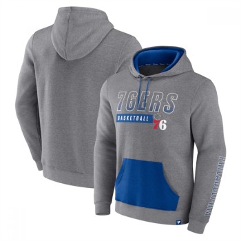 Men's Philadelphia 76ers Off The Bench Color Block Heathered Gray Pullover Hoodie Men's Philadelphia 76ers Off The Bench Color Block Heathered Gray Pullover Hoodie