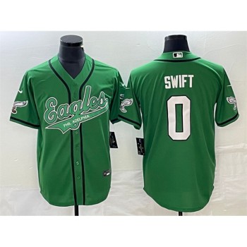 Men's Philadelphia Eagles #0 D'andre Swift Green Cool Base Stitched Baseball Jersey Men's Philadelphia Eagles #0 D'andre Swift Green Cool Base Stitched Baseball Jersey