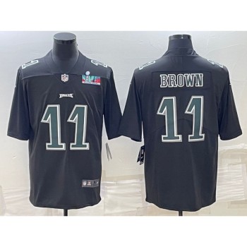 Men's Philadelphia Eagles #11 A.J. Brown Black Green Super Bowl LVII Patch Vapor Untouchable Limited Stitched Jersey Men's Philadelphia Eagles #11 A.J. Brown Black Green Super Bowl LVII Patch Vapor Untouchable Limited Stitched Jersey