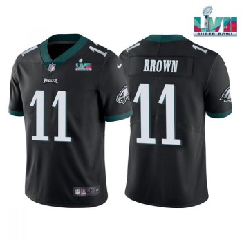Men's Philadelphia Eagles #11 A.J. Brown Black Super Bowl LVII Patch Vapor Untouchable Limited Stitched Jersey Men's Philadelphia Eagles #11 A.J. Brown Black Super Bowl LVII Patch Vapor Untouchable Limited Stitched Jersey