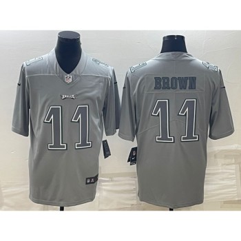 Men's Philadelphia Eagles #11 A.J. Brown Gray Atmosphere Fashion Stitched Jersey Men's Philadelphia Eagles #11 A.J. Brown Gray Atmosphere Fashion Stitched Jersey