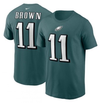 Men's Philadelphia Eagles #11 A. J. Brown 2022 Green Name & Number T-Shirt Men's Philadelphia Eagles #11 A. J. Brown 2022 Green Name & Number T-Shirt