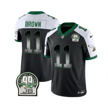 Men's Philadelphia Eagles #11 A. J. Brown Black/White 2023 F.U.S.E. Throwback Vapor Untouchable Limited Stitched Football Jersey Men's Philadelphia Eagles #11 A. J. Brown Black/White 2023 F.U.S.E. Throwback Vapor Untouchable Limited Stitched Football Jersey