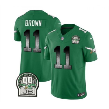Men's Philadelphia Eagles #11 A. J. Brown Green 2023 F.U.S.E. Throwback Vapor Untouchable Limited Stitched Football Jersey Men's Philadelphia Eagles #11 A. J. Brown Green 2023 F.U.S.E. Throwback Vapor Untouchable Limited Stitched Football Jersey