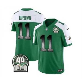 Men's Philadelphia Eagles #11 A. J. Brown Green/White 2023 F.U.S.E. Throwback Vapor Untouchable Limited Stitched Football Jersey Men's Philadelphia Eagles #11 A. J. Brown Green/White 2023 F.U.S.E. Throwback Vapor Untouchable Limited Stitched Football Jersey
