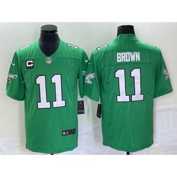 Men's Philadelphia Eagles #11 A. J. Brown Green With 3-star C Patch Stitched Football Jersey Men's Philadelphia Eagles #11 A. J. Brown Green With 3-star C Patch Stitched Football Jersey