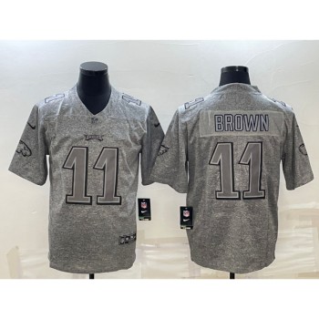 Men's Philadelphia Eagles #11 A. J. Brown Grey Stitched Jersey Men's Philadelphia Eagles #11 A. J. Brown Grey Stitched Jersey