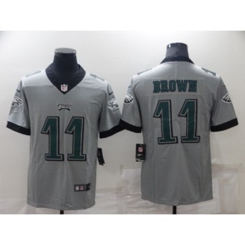 Men's Philadelphia Eagles #11 A. J. Brown Grey Vapor Untouchable Limited Stitched Jersey Men's Philadelphia Eagles #11 A. J. Brown Grey Vapor Untouchable Limited Stitched Jersey