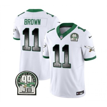 Men's Philadelphia Eagles #11 A. J. Brown White 2023 F.U.S.E. Throwback Vapor Untouchable Limited Stitched Football Jersey Men's Philadelphia Eagles #11 A. J. Brown White 2023 F.U.S.E. Throwback Vapor Untouchable Limited Stitched Football Jersey