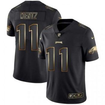 Men's Philadelphia Eagles #11 Carson Wentz 2019 Black Gold Edition Stitched NFL Jersey Men's Philadelphia Eagles #11 Carson Wentz 2019 Black Gold Edition Stitched NFL Jersey