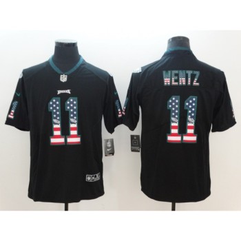 Men's Philadelphia Eagles #11 Carson Wentz Black 2018 USA Flag Color Rush Limited Fashion NFL Stitched Jersey Men's Philadelphia Eagles #11 Carson Wentz Black 2018 USA Flag Color Rush Limited Fashion NFL Stitched Jersey