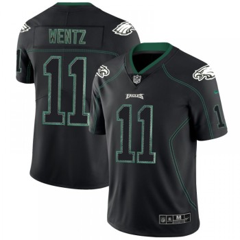 Men's Philadelphia Eagles #11 Carson Wentz NFL 2018 Lights Out Black Color Rush Limited Jersey Men's Philadelphia Eagles #11 Carson Wentz NFL 2018 Lights Out Black Color Rush Limited Jersey