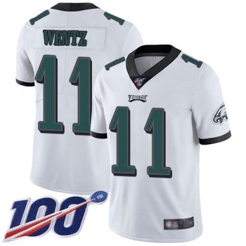 Men's Philadelphia Eagles #11 Carson Wentz White 2019 100th Season Vapor Untouchable Limited Stitched NFL Jersey Men's Philadelphia Eagles #11 Carson Wentz White 2019 100th Season Vapor Untouchable Limited Stitched NFL Jersey
