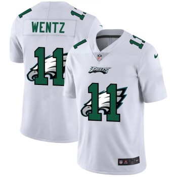 Men's Philadelphia Eagles #11 Carson Wentz White Shadow Logo Limited Stitched Jersey Men's Philadelphia Eagles #11 Carson Wentz White Shadow Logo Limited Stitched Jersey