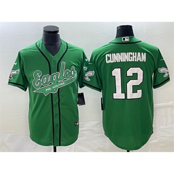 Men's Philadelphia Eagles #12 Randall Cunningham Green Cool Base Stitched Baseball Jersey Men's Philadelphia Eagles #12 Randall Cunningham Green Cool Base Stitched Baseball Jersey