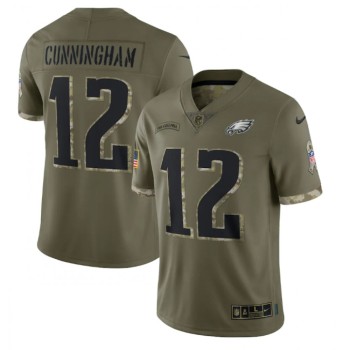Men's Philadelphia Eagles #12 Randall Cunningham Olive 2022 Salute To Service Limited Stitched Jersey Men's Philadelphia Eagles #12 Randall Cunningham Olive 2022 Salute To Service Limited Stitched Jersey