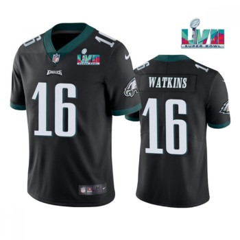 Men's Philadelphia Eagles #16 Quez Watkins Black Super Bowl LVII Vapor Untouchable Limited Stitched Jersey Men's Philadelphia Eagles #16 Quez Watkins Black Super Bowl LVII Vapor Untouchable Limited Stitched Jersey