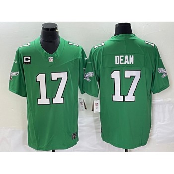 Men's Philadelphia Eagles #17 Nakobe Dean Green 2023 F.U.S.E. With 3-star C Patch Vapor Untouchable Stitched Football Jersey Men's Philadelphia Eagles #17 Nakobe Dean Green 2023 F.U.S.E. With 3-star C Patch Vapor Untouchable Stitched Football Jersey
