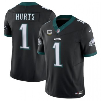 Men's Philadelphia Eagles #1 Jalen Hurts Black 2023 F.U.S.E. With C Patch Vapor Untouchable Limited Stitched Football Jersey Men's Philadelphia Eagles #1 Jalen Hurts Black 2023 F.U.S.E. With C Patch Vapor Untouchable Limited Stitched Football Jersey
