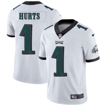 Men's Philadelphia Eagles #1 Jalen Hurts White Vapor Untouchable Limited Stitched Jersey Men's Philadelphia Eagles #1 Jalen Hurts White Vapor Untouchable Limited Stitched Jersey