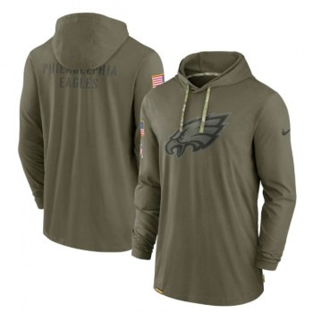 Men's Philadelphia Eagles 2022 Olive Salute to Service Tonal Pullover Hoodie Men's Philadelphia Eagles 2022 Olive Salute to Service Tonal Pullover Hoodie