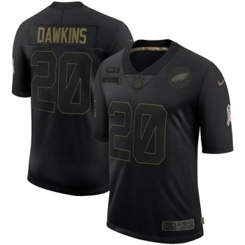 Men's Philadelphia Eagles #20 Brian Dawkins Black 2020 Salute To Service Limited Stitched Jersey Men's Philadelphia Eagles #20 Brian Dawkins Black 2020 Salute To Service Limited Stitched Jersey