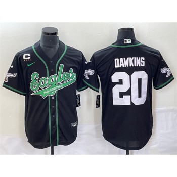 Men's Philadelphia Eagles #20 Brian Dawkins Black With 3-star C Patch Cool Base Stitched Baseball Jersey Men's Philadelphia Eagles #20 Brian Dawkins Black With 3-star C Patch Cool Base Stitched Baseball Jersey