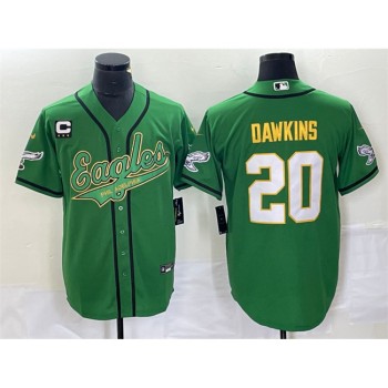 Men's Philadelphia Eagles #20 Brian Dawkins Green Gold With 3-star C Patch Cool Base Stitched Baseball Jersey Men's Philadelphia Eagles #20 Brian Dawkins Green Gold With 3-star C Patch Cool Base Stitched Baseball Jersey