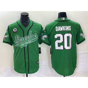 Men's Philadelphia Eagles #20 Brian Dawkins Green With 3-star C Patch Cool Base Stitched Baseball Jersey Men's Philadelphia Eagles #20 Brian Dawkins Green With 3-star C Patch Cool Base Stitched Baseball Jersey