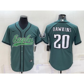 Men's Philadelphia Eagles #20 Brian Dawkins Green With Patch Cool Base Stitched Baseball Jersey Men's Philadelphia Eagles #20 Brian Dawkins Green With Patch Cool Base Stitched Baseball Jersey