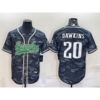 Men's Philadelphia Eagles #20 Brian Dawkins Grey Camo With Patch Cool Base Stitched Baseball Jersey Men's Philadelphia Eagles #20 Brian Dawkins Grey Camo With Patch Cool Base Stitched Baseball Jersey
