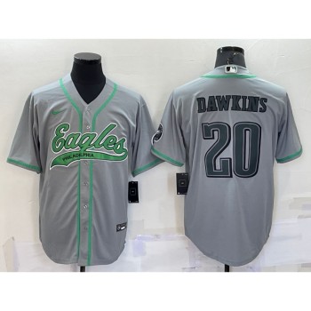 Men's Philadelphia Eagles #20 Brian Dawkins Grey With Patch Cool Base Stitched Baseball Jersey Men's Philadelphia Eagles #20 Brian Dawkins Grey With Patch Cool Base Stitched Baseball Jersey