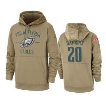 Men's Philadelphia Eagles #20 Brian Dawkins Tan 2019 Salute to Service Sideline Therma Pullover Hoodie Men's Philadelphia Eagles #20 Brian Dawkins Tan 2019 Salute to Service Sideline Therma Pullover Hoodie
