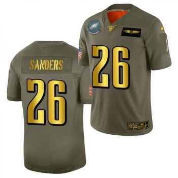 Men's Philadelphia Eagles #26 Miles Sanders 100th Season Olive/Camo Salute To Service Limited Stitched Jersey Men's Philadelphia Eagles #26 Miles Sanders 100th Season Olive/Camo Salute To Service Limited Stitched Jersey