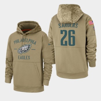 Men's Philadelphia Eagles #26 Miles Sanders Tan 2019 Salute to Service Sideline Therma Pullover Hoodie Men's Philadelphia Eagles #26 Miles Sanders Tan 2019 Salute to Service Sideline Therma Pullover Hoodie
