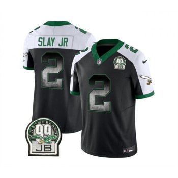 Men's Philadelphia Eagles #2 Darius Slay JR Black/White 2023 F.U.S.E. Throwback Vapor Untouchable Limited Stitched Football Jersey Men's Philadelphia Eagles #2 Darius Slay JR Black/White 2023 F.U.S.E. Throwback Vapor Untouchable Limited Stitched Football Jersey