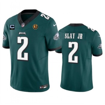 Men's Philadelphia Eagles #2 Darius Slay JR Green 2023 F.U.S.E. With 2-star C Patch And John Madden Patch Vapor Limited Stitched Football Jersey Men's Philadelphia Eagles #2 Darius Slay JR Green 2023 F.U.S.E. With 2-star C Patch And John Madden Patch Vapor Limited Stitched Football Jersey