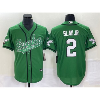 Men's Philadelphia Eagles #2 Darius Slay JR Green Cool Base Stitched Baseball Jersey Men's Philadelphia Eagles #2 Darius Slay JR Green Cool Base Stitched Baseball Jersey
