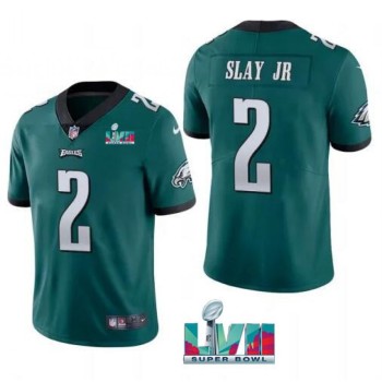 Men's Philadelphia Eagles #2 Darius Slay JR Green Super Bowl LVII Patch Vapor Untouchable Limited Stitched Jersey Men's Philadelphia Eagles #2 Darius Slay JR Green Super Bowl LVII Patch Vapor Untouchable Limited Stitched Jersey