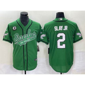 Men's Philadelphia Eagles #2 Darius Slay JR Green With 3-star C Patch Cool Base Stitched Baseball Jersey Men's Philadelphia Eagles #2 Darius Slay JR Green With 3-star C Patch Cool Base Stitched Baseball Jersey