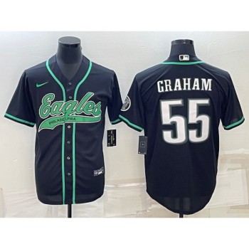 Men's Philadelphia Eagles #55 Brandon Graham Black With Patch Cool Base Stitched Baseball Jersey Men's Philadelphia Eagles #55 Brandon Graham Black With Patch Cool Base Stitched Baseball Jersey