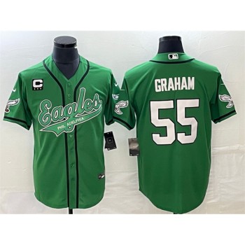 Men's Philadelphia Eagles #55 Brandon Graham Green With 3-star C Patch Cool Base Stitched Baseball Jersey Men's Philadelphia Eagles #55 Brandon Graham Green With 3-star C Patch Cool Base Stitched Baseball Jersey